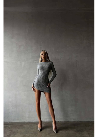 Серебряное праздничный, повседневный, вечернее, кэжуал женское платье силуэтная FINO Mode однотонное