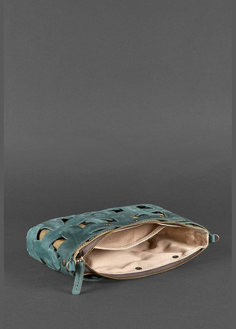 Шкіряна плетена жіноча сумка Пазл S зелена Crazy Horse (A-026643) BlankNote кросс-боди (327874174)