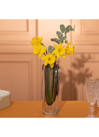 Ваза стеклянная прозрачная 7.7х5.5х24.5 см для цветов декоративная 200 мл Серая Jooki (360920962)