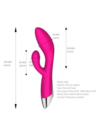 Вибратор кролик двойной мощный для клитора и точки G Alpha на аккумуляторе No Brand (303891132)