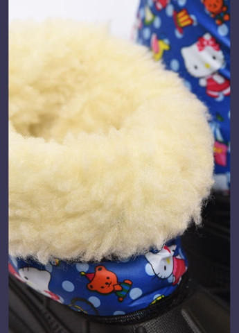 Дутики дитячі дівчинка зимові на штучній овчині чорно-синього кольору Let's Shop (317638236)