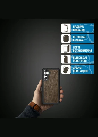 Шкіряна накладка WoodBacker для Samsung Galaxy A54 Чорна (73675) Stenk (277372784)