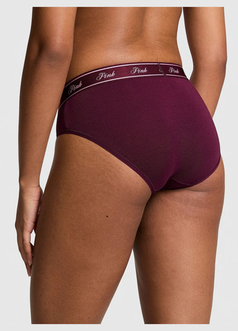 Бордовый демисезонный комплект белья хлопок топ+трусики хипхагер бордо Victoria's Secret комплект