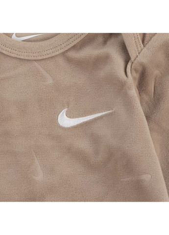 Темно-бежевый демисезонный комплект велюровый для новорожденных 2 в 1 боди и штанишки Nike