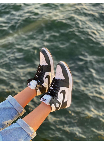 КРОСІВКИ ЖІНОЧІ NIKE AIR JORDAN 1 RETRO HIGH BLACK WHITE 1 НАЙК АІР ДЖОРДАН No Brand чорні демісезони (369389412)