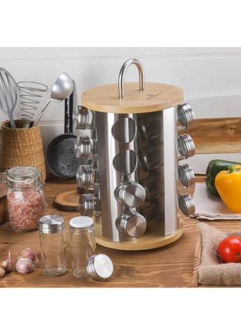 Набір ємностей для спецій EB-4028 на підставці 17 предметів (Кругла) Edenberg (360654564)