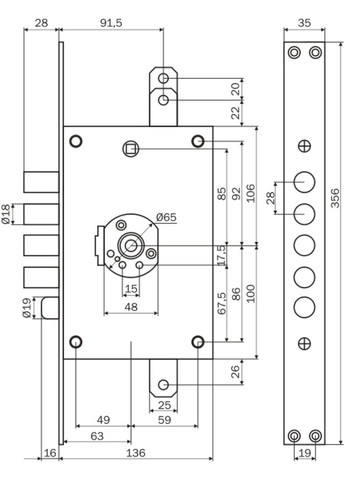 Art. 3D771L80005CS Замок 4-риг з засувом під тяги лівий складаний ключ Mottura (322520175)