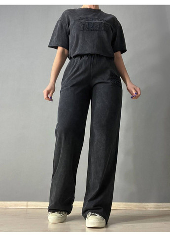 Костюм женский YUJIE YISHANG 7401 футболка с брюками тай-дай вышивка черный No Brand (329369529)