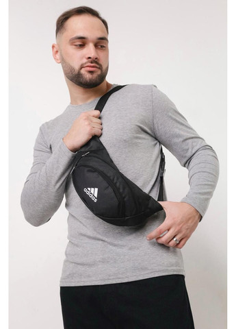 Спортивна синя сумка на пояс з чорним логотипом, надійний матеріал чоловіча бананка для активного відпочинку Intruder (348780025)