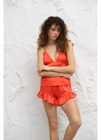 Красная пижама женская шелковая майка и шорты красная топ + шорты Handy Wear