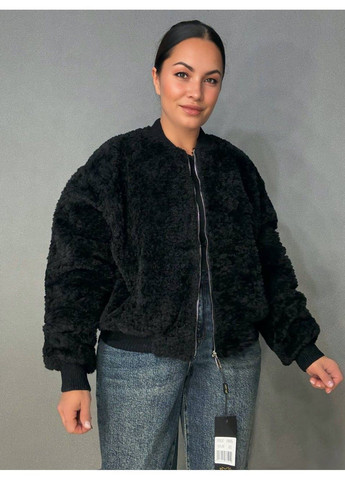 Шуба женская 10016 мех тедди бомбер короткая оверсайз черная Lady yep (368727310)