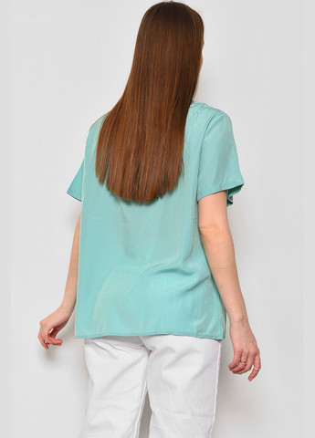Мятная демисезонная блуза женская с коротким рукавом мятного цвета с баской Let's Shop