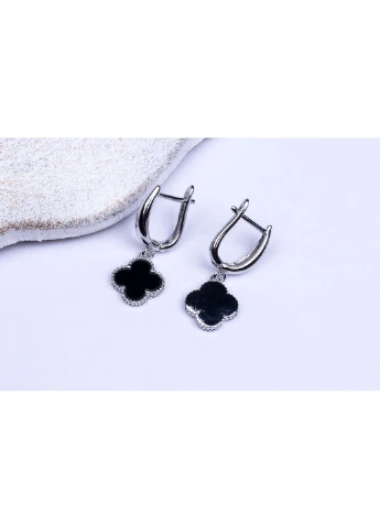 Серьги с черным клевером, английская застежка, родированные Xuping Jewelry боксерки (393799811)