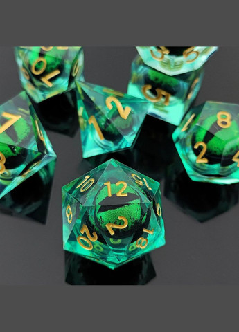 Гральних кубікі DnD, Око Дракона, набор з 7 шт, зелені No Brand (329882481)