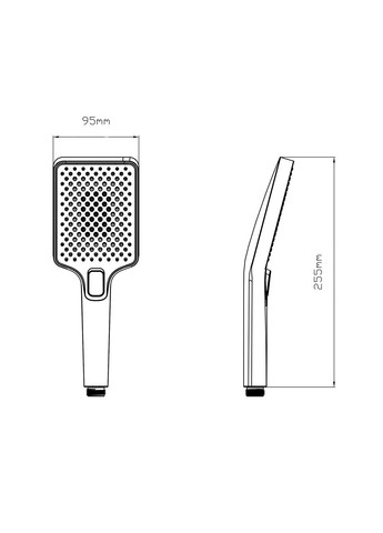Лійка для ручного душу Rucni 140x95 мм прямокутна Black Matt Qtap QTRUC125BLM45959 (346492552)