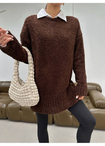 Коричневий демісезонний жіночий светр оверсайз No Brand