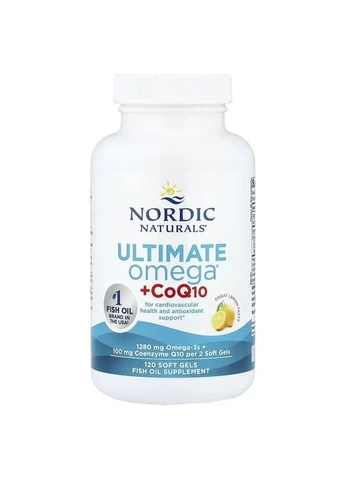 Риб'ячий жир + Коензим Q10, 1280 мг, смак лимона, Ultimate Omega + CoQ10,, 120 капсул Nordic Naturals (326054447)