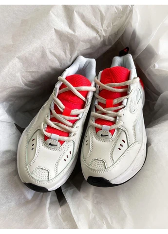 Білі кросівки чоловічі nike m2k tekno white black red найк м2к текно білі демісезон No Brand