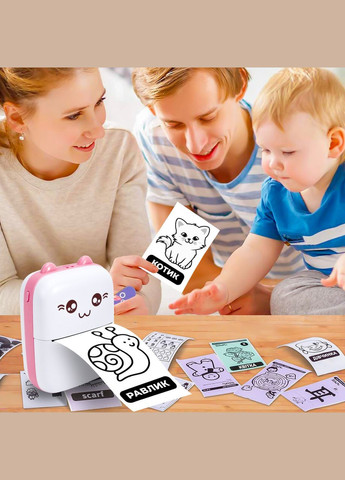 Портативный термопринтер Mini printer Pink JETIX (336213703)