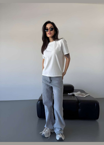 Жіноча літня базова футболка сіра графітова класична однотонна бавовна Україна - (339402847)