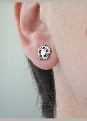 Срібні пуссети з фіанітами. 29047р Лазурит (292735734)