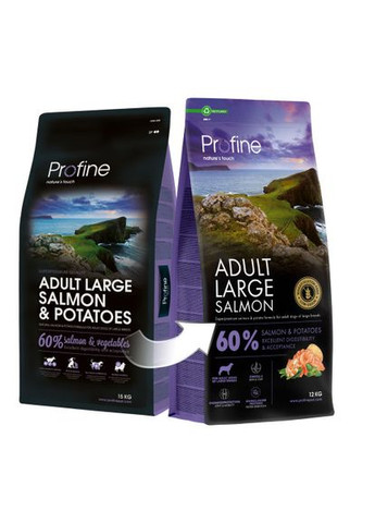 Корм сухой Large Salmon and Potatoes для взрослых собак больших пород, с лососем и картофелем, 12 кг Profine (334372436)