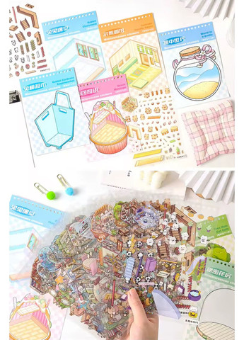 Удобный набор румбоксов из 20 сцен "Дневник волшебной жизни" блокнот на спирали - наклейки стикеры, антистресс No Brand (361850422)