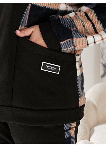 Теплый спортивный костюм трехнитка на флисе +Флис клетка,брюки и кофта с капюшоном Україна (367164337)