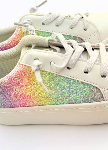 Белые кеды с блестками золотистые No Brand