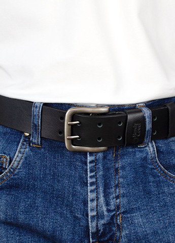 Ремень мужской кожаный черный HC0071 (170 см) батальный с двумя язычками HandyCover (307173440)