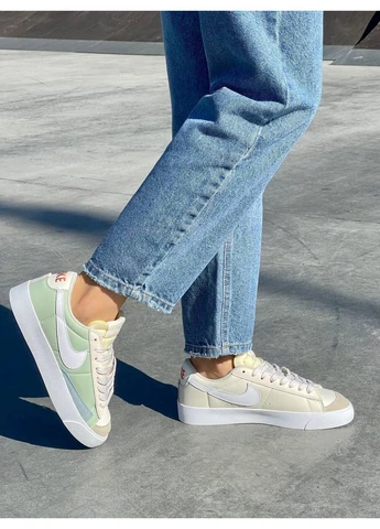 Зелені літні кросівки nike blazer low 77 vintage leather green beige найк блейзер зелені No Brand