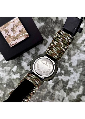 Мужские часы 005CMGRSU ВСУ Зеленый камуфляж Паракордовый ремешок Camo Green + Коробка. (A-042082) Patriot (368994481)