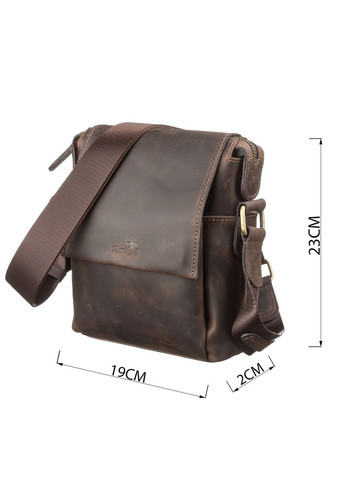 Чоловіча шкіряна сумка через плече планшет месенджер із натуральної шкіри коричнева 19*23*6 см Shvigel (329150899)