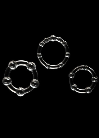 Набір із 3 прозорих ерекційних кілець з намистинками "Power Plus Triple Beaded Ring Set" від Lovetoy (298571963)