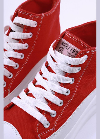 Красные демисезонные кроссовки женские красного цвета на шнуровке Let's Shop