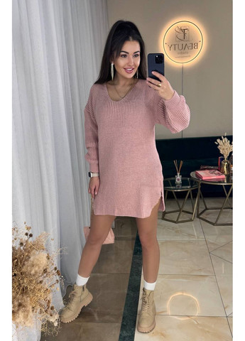 Пудрова в'язана сукня-туніка Osoblyva