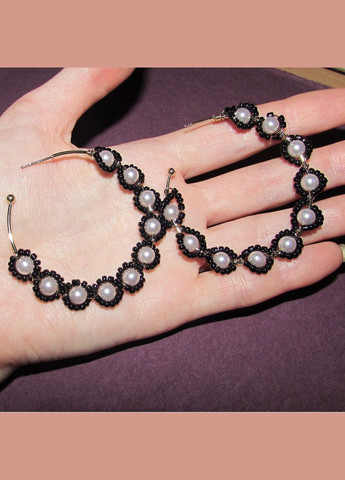 Чорно-білі перлинні сережки сережки кільця, нові! арт. 5014 Fashion Jewelry (336950267)