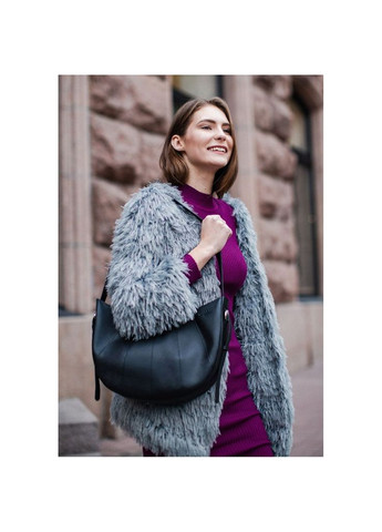 Шкіряна жіноча сумка Круасан чорна Krast (A-026597) BlankNote сумка бохо (327874284)