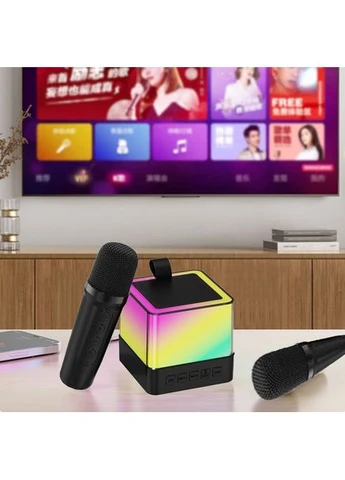 Портативная Bluetooth колонка K18 со светодиодной подсветкой 2 микрофона черный Gemei (382511807)