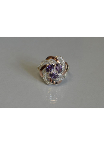 Каблучка із срібла з золотими напайками (пластинами) Silver Style (367268338)