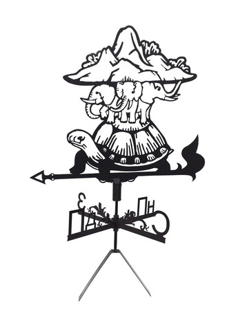 Флюгер на дом Черепаха, Плоская земля на слонах, флюгер на крышу из металла 2 мм. No Brand (368896667)