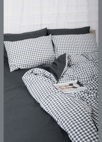 Комплект постільної білизни євро 200х220 наволочки 2х40х60 Ranforce Elite (MS-820000010) Moon&Star Gray Square (284416121)