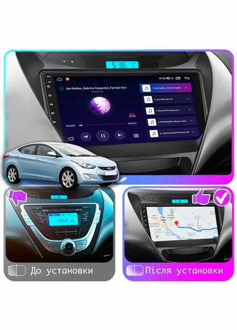 Штатная магнитола для Hyundai Avante V ver 2 2010-2015 экран 9" 4/64Gb 4G Wi-Fi GPS Top 1шт Lesko (336203950)