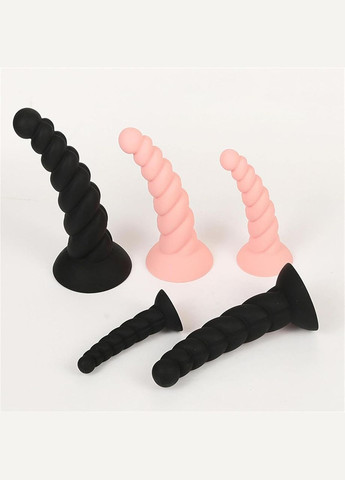 Набір фалоімітаторів чорних на присосці ребристий рельєфний силіконовий комплект ділдо 4 шт член S M L XL фалос No Brand (342118753)