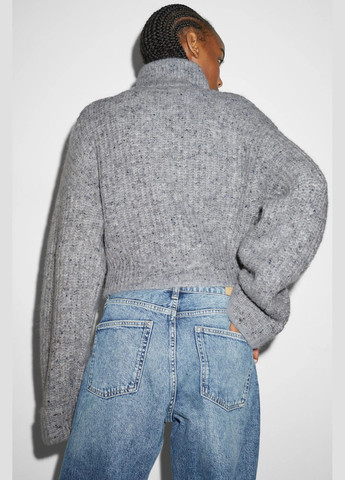 Серый демисезонный зип-свитер в составе с шерстью C&A