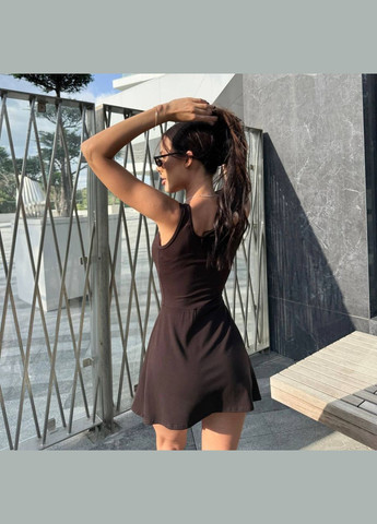 Сукня з шортами Україна комбінезон-шорти коричневий спортивний, повсякденний, відвертий віскоза