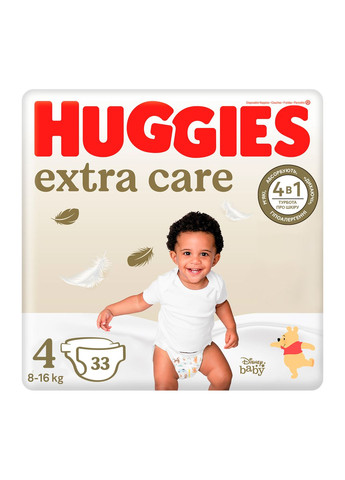 Підгузки Extra Care Size 4 (816 кг) 33 шт (5029053583143) Huggies extra care size 4 (8-16 кг) 33 шт (268141155)