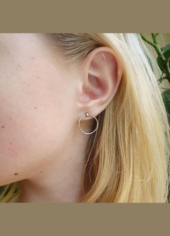 Срібні сережки пусети Коло без камінців Каштан (342335274)