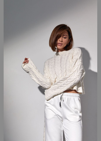 Костюм-двійка з в'язаною кофтою в косички та трикотажними штанами Liton (296909015)