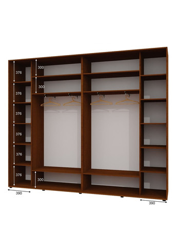 Шафа-купе тридверна 280*45*230 см Горіх лісовий 3 двері Дзеркало Люкс-147 Алекса (360465906)